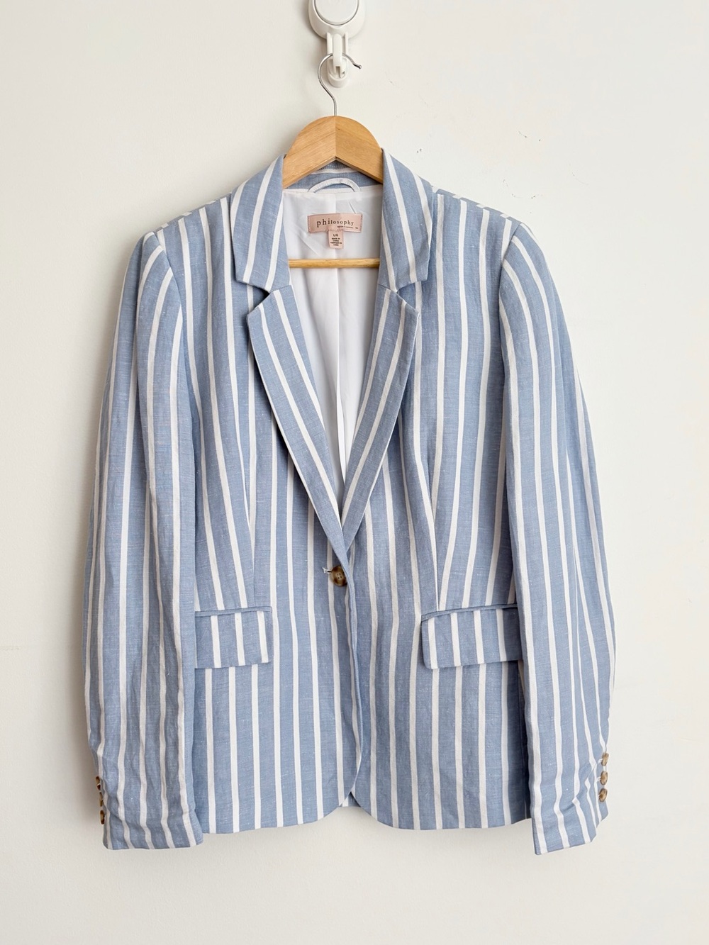 Philosophy Linen Blend Striped Blazer Coastal Chic Size L